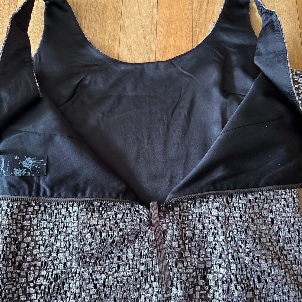 Guess Brown Silver Metallic Knit Sleeveless Mini Dress Size 5 Party Club Y2K - Picture 8 of 14